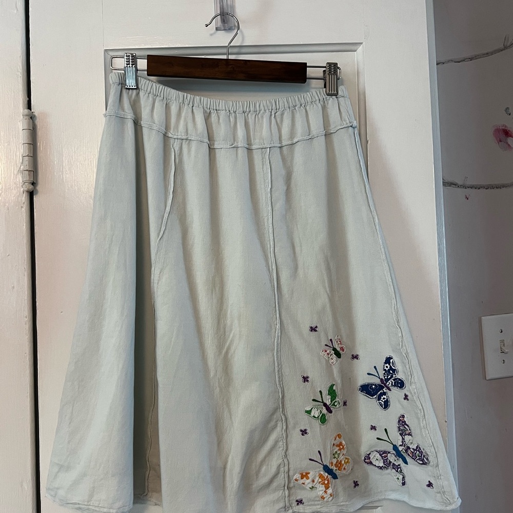 Blue Sky Cream A-Line Embellished Skirt